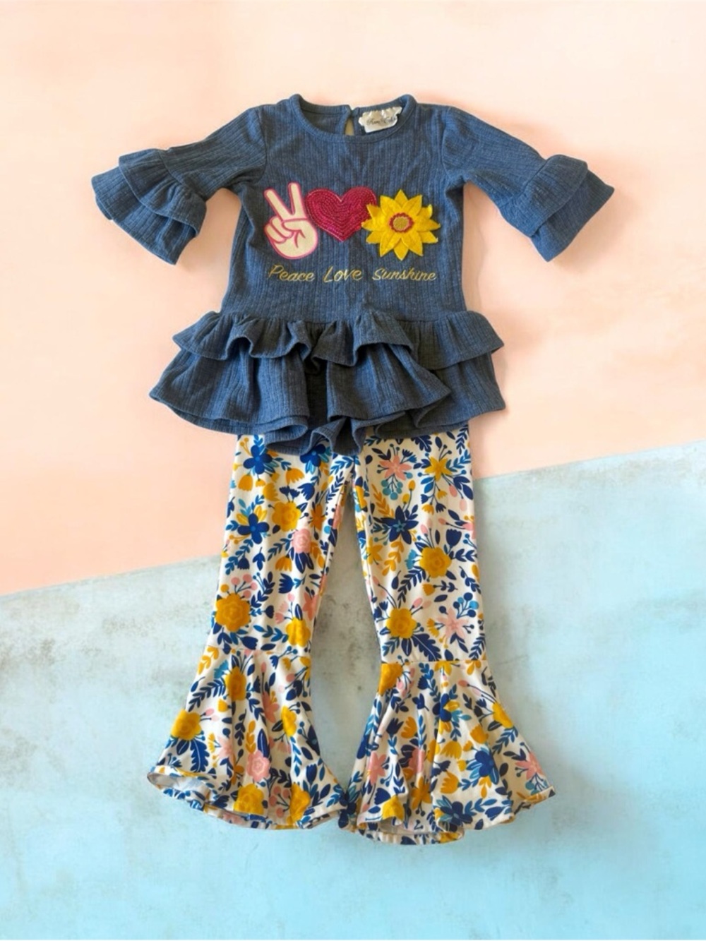 Rare Editions 2T Peace Love Sunshine Ruffle Outfit